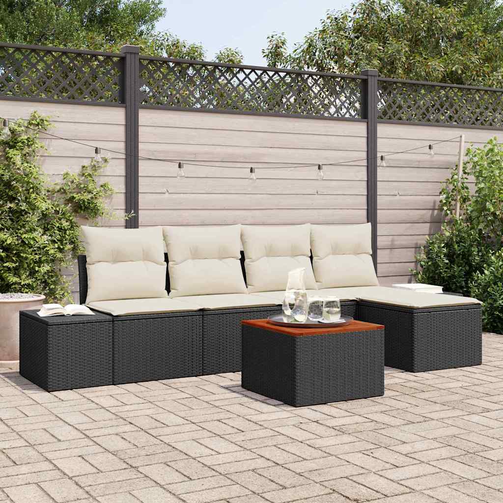 Garten-Sofa-Set 6 pcs Schwarz und Weiß