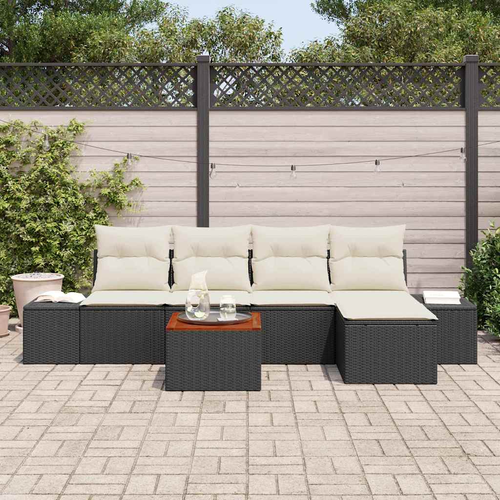 Garten-Sofa-Set 6 pcs Schwarz und Weiß