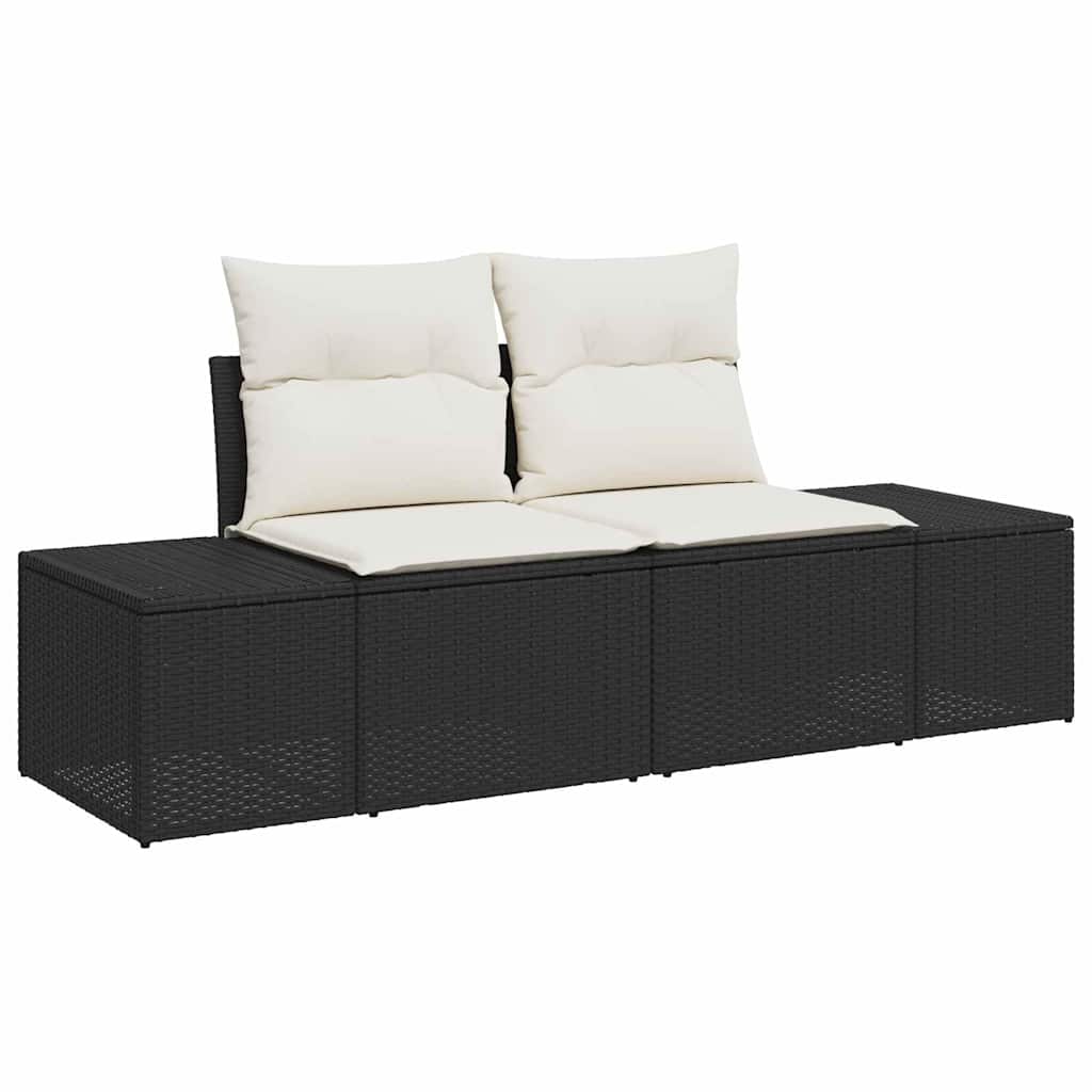 Garten-Sofa-Set 6 pcs Schwarz und Weiß