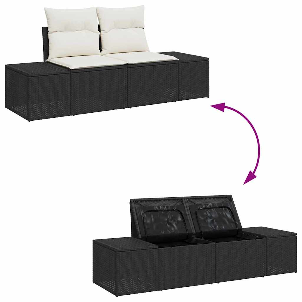 Garten-Sofa-Set 6 pcs Schwarz und Weiß