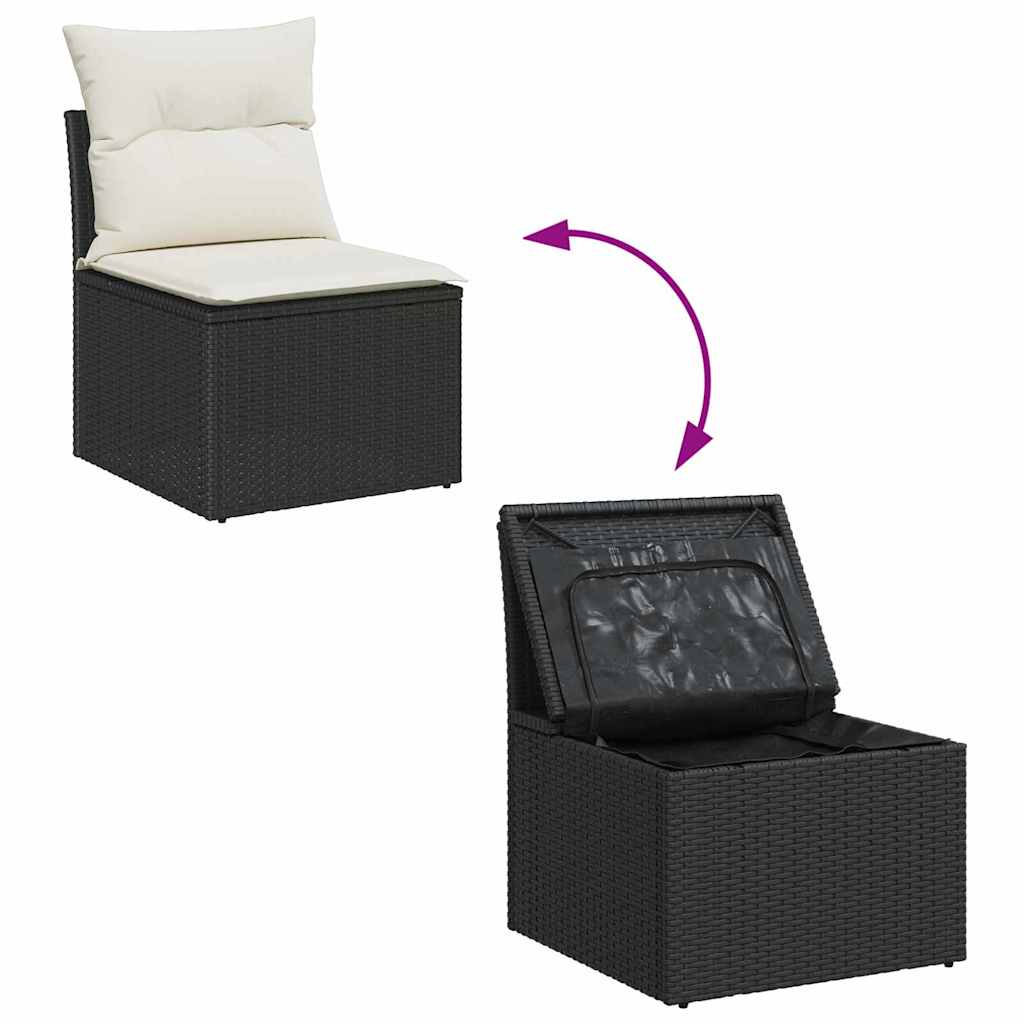 Garten-Sofa-Set 6 pcs Schwarz und Weiß