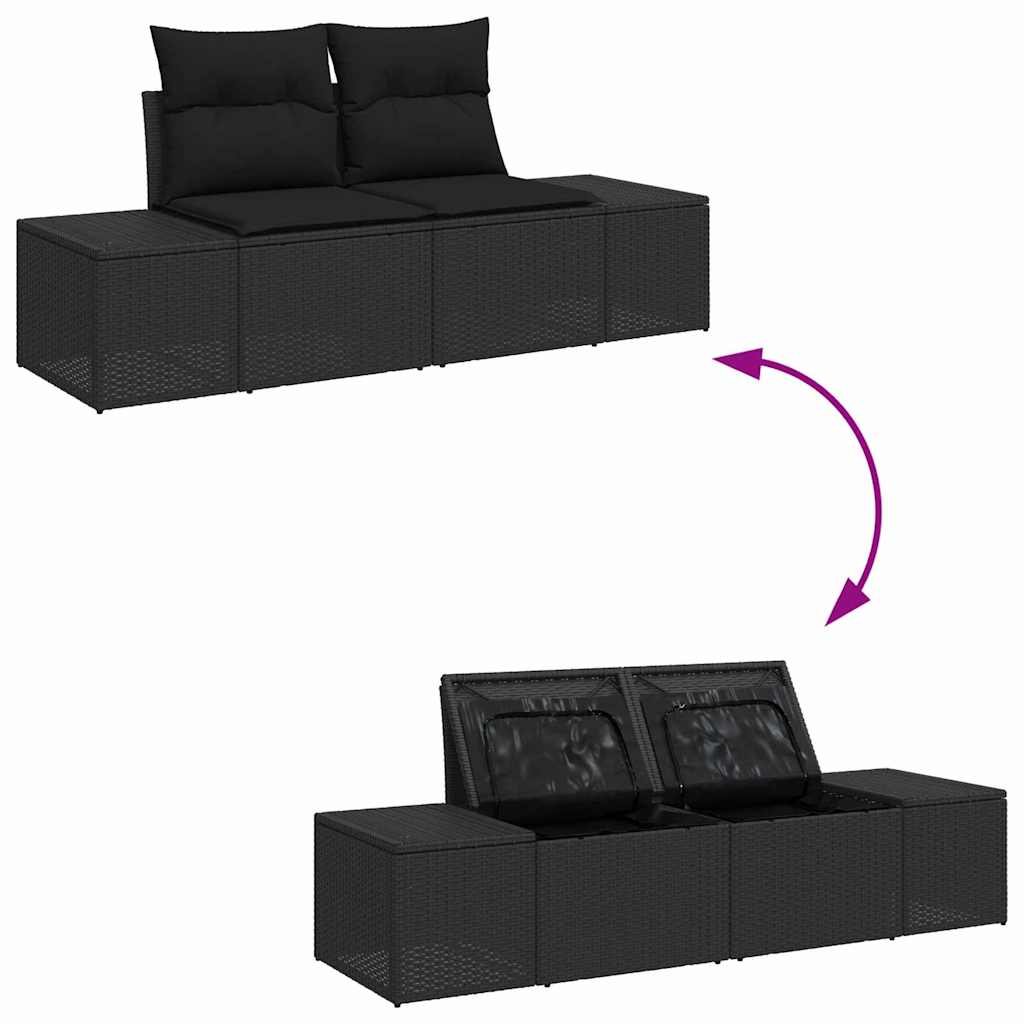 Garten-Sofa-Set 6 pcs Schwarz