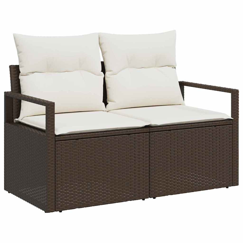 Garten-Sofa-Set 4 pcs Braun und Creme 175 x 117 x 85 cm