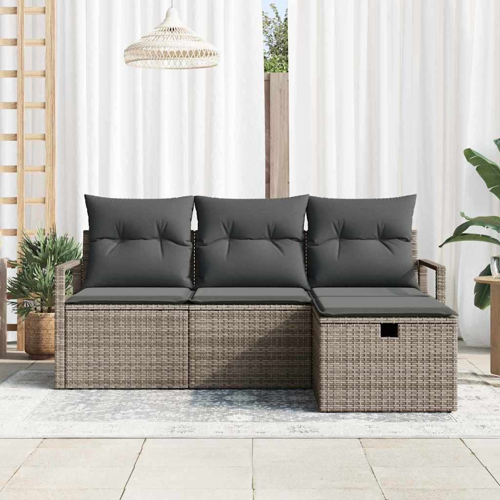 Garten-Sofa-Set 4 pcs Grau 175 x 117 x 85 cm Poly Rattan