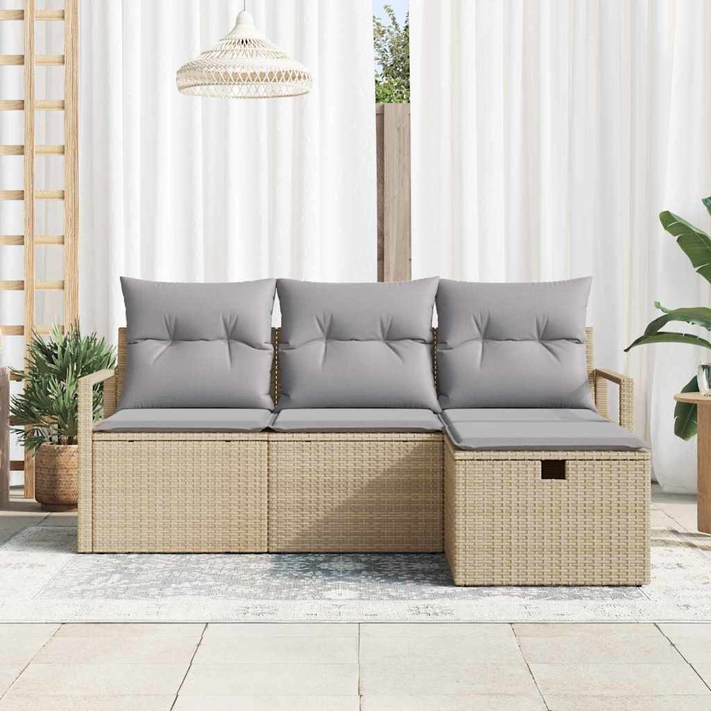 Garten-Sofa-Set 4 pcs Beige und Hellgrau 175 x 117 x 85 cm