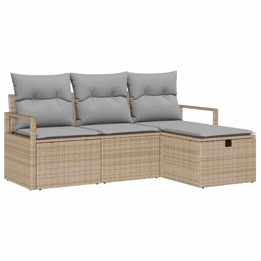 Garten-Sofa-Set 4 pcs Beige und Hellgrau 175 x 117 x 85 cm