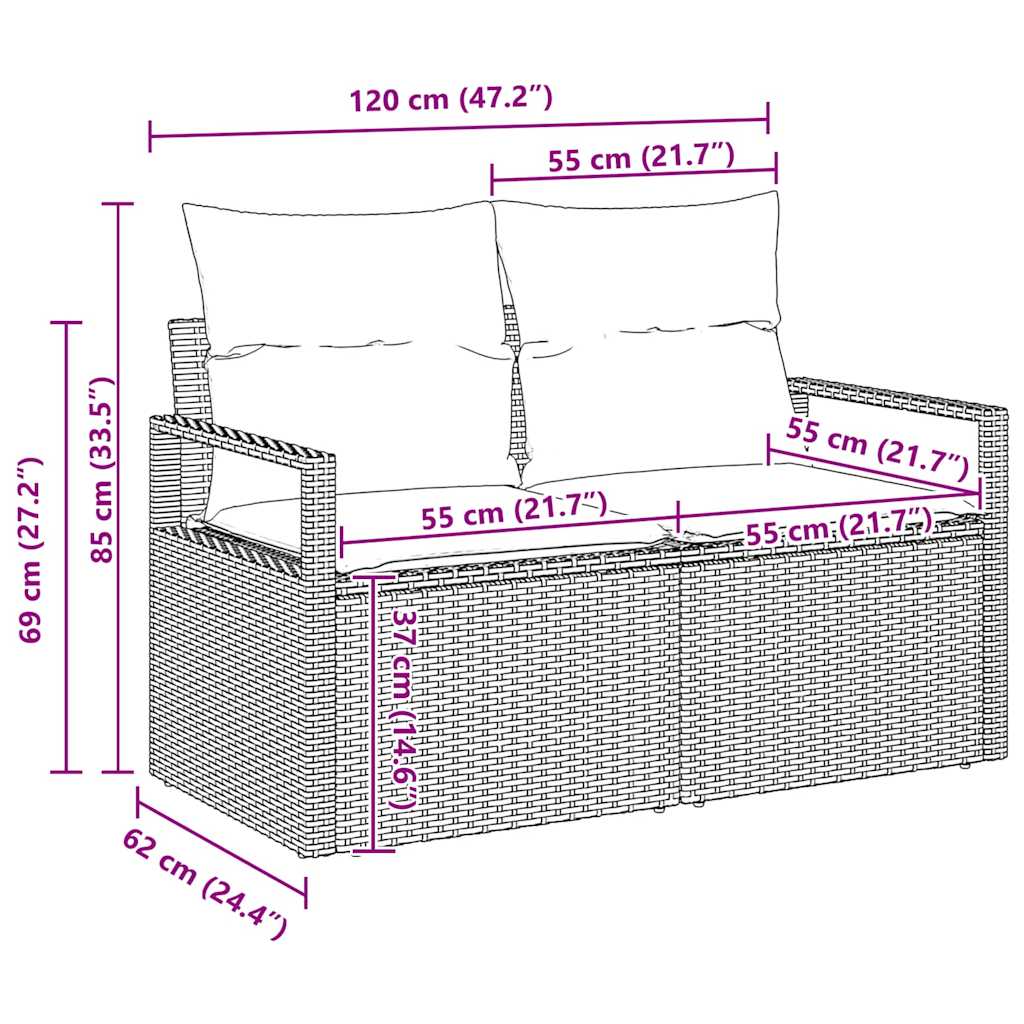 Garten-Sofa-Set 4 pcs Beige und Hellgrau 175 x 117 x 85 cm