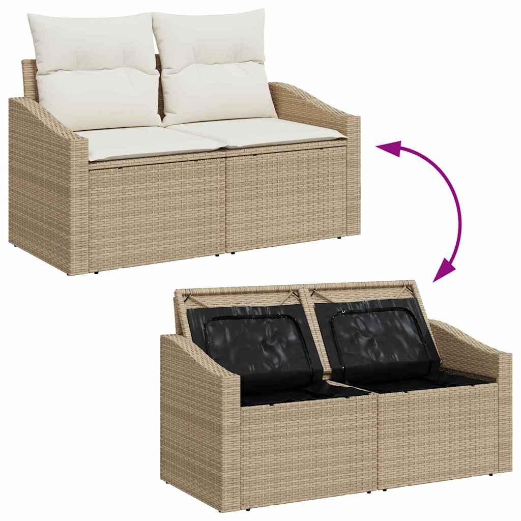 Garten-Sofa-Set 7 pcs Beige 55 x 62 x 69 cm Poly Rattan
