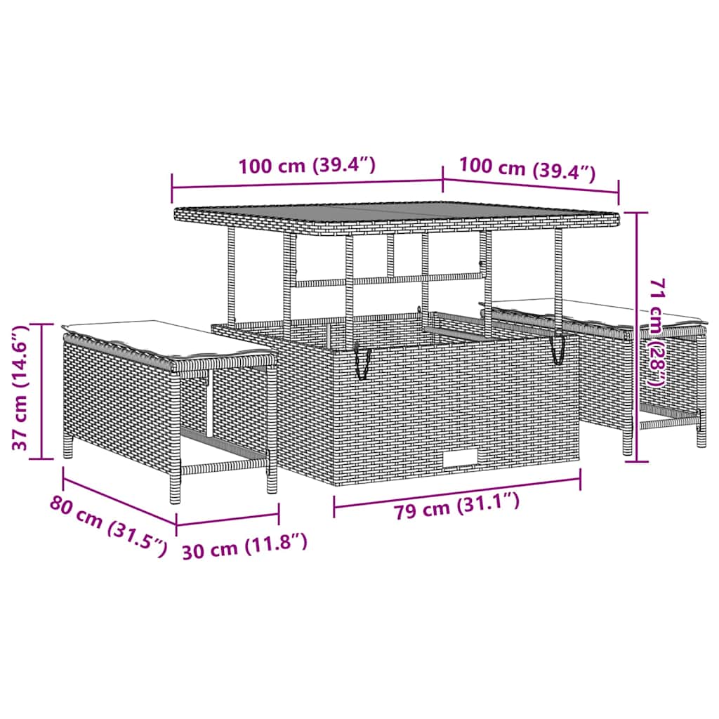 Garten-Sofa-Set 9 pcs Schwarz Poly-Rattan