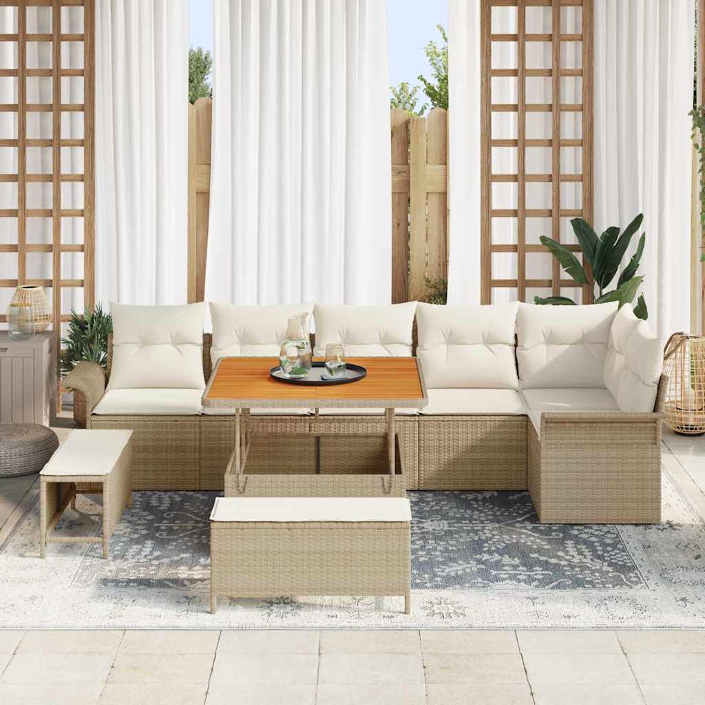 Garten-Sofa-Set 9 pcs Beige Poly-Rattan