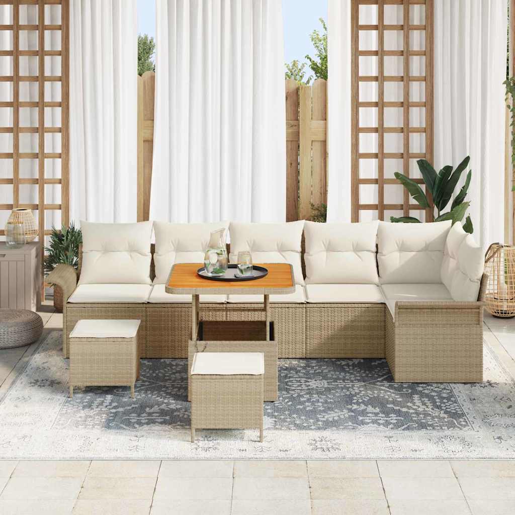 Garten-Sofa-Set 9 pcs Beige Poly-Rattan