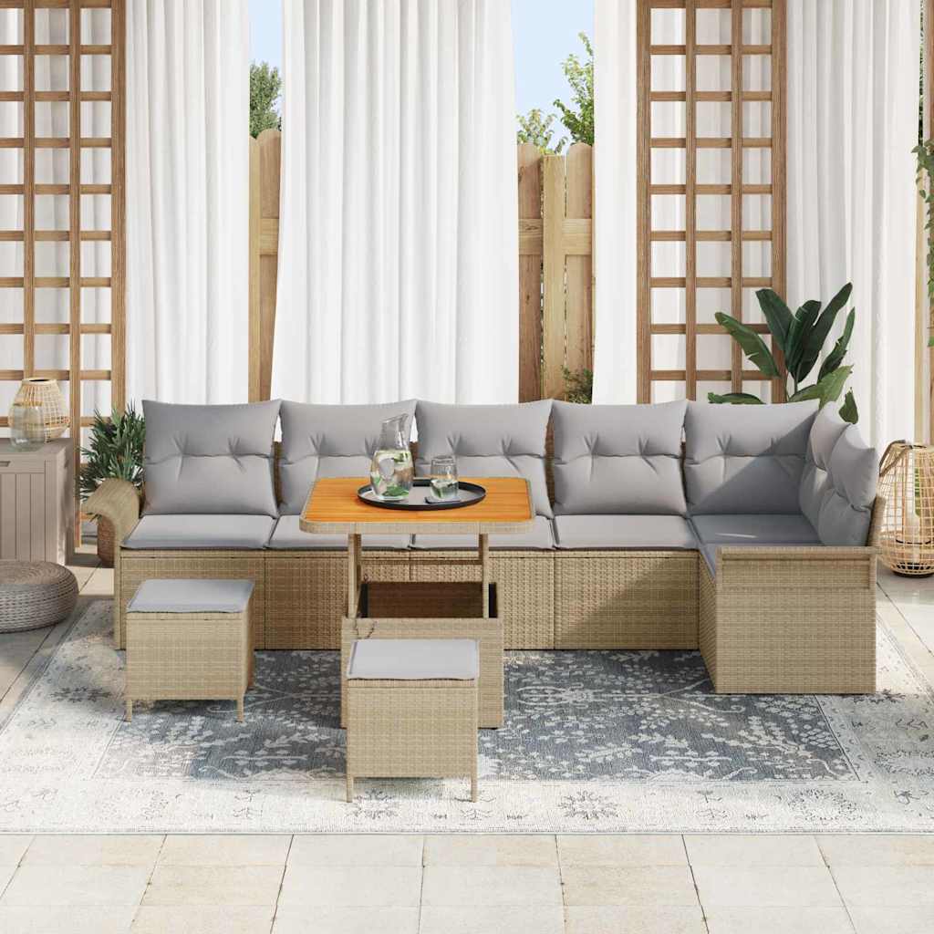 Garten-Sofa-Set 9 pcs Beige Poly-Rattan