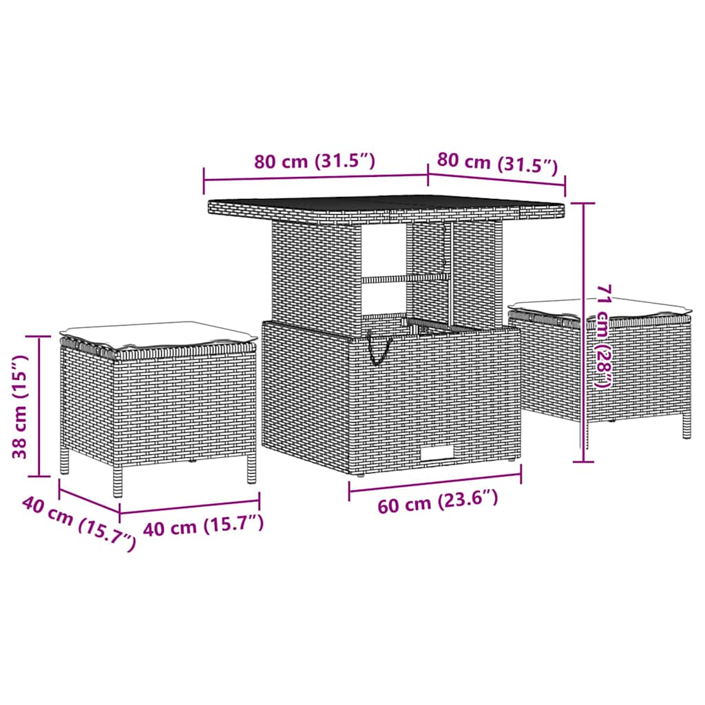 Garten-Sofa-Set 9 pcs Beige Poly-Rattan
