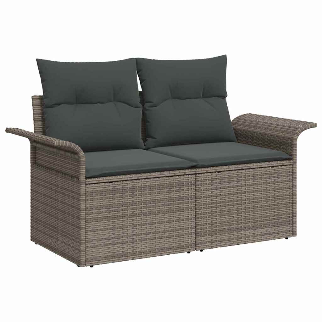 Garten-Sofa-Set 9 pcs Grau Poly-Rattan