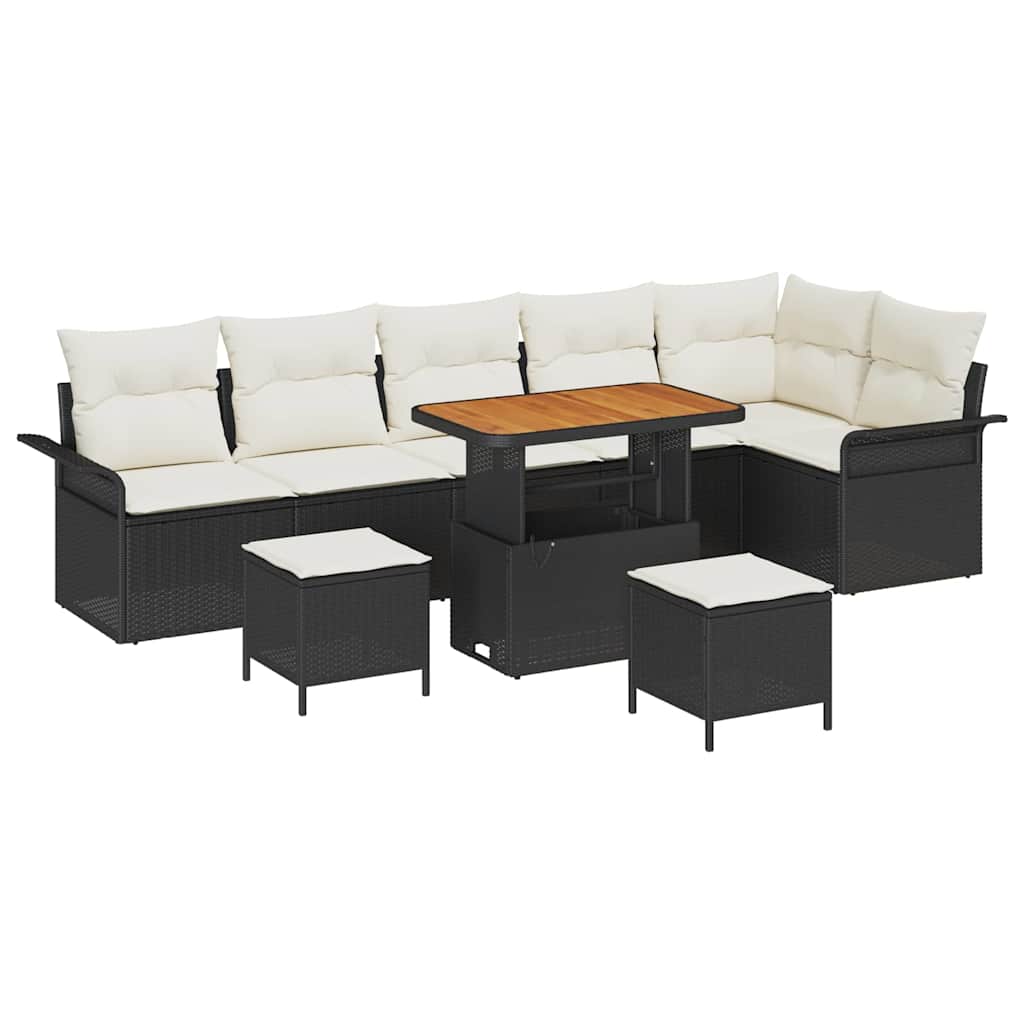 Garten-Sofa-Set 9 pcs Schwarz Poly-Rattan