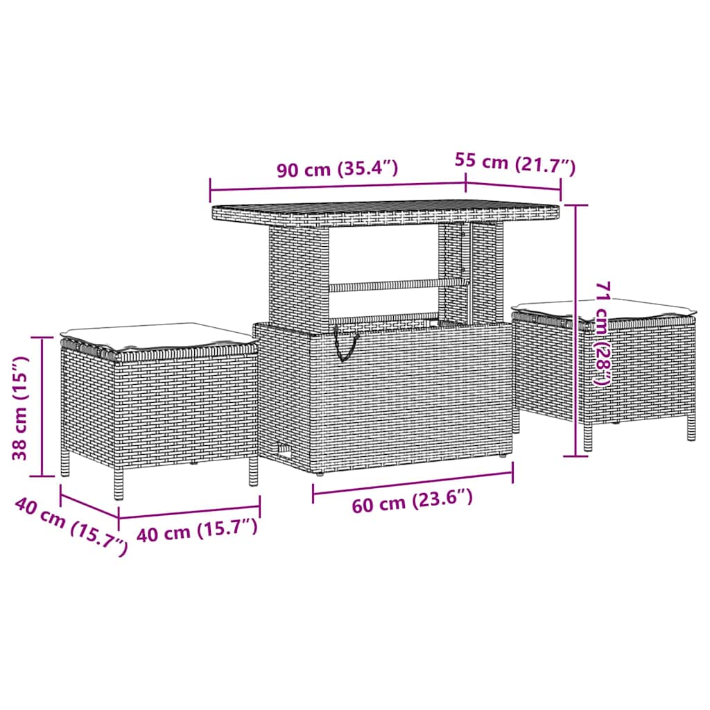 Garten-Sofa-Set 9 pcs Beige Poly-Rattan