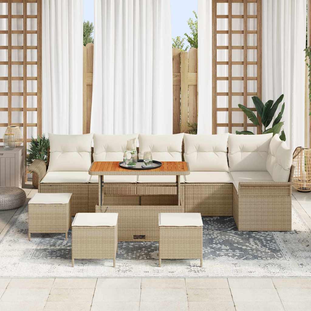 Garten-Sofa-Set 10 pcs Beige Poly-Rattan