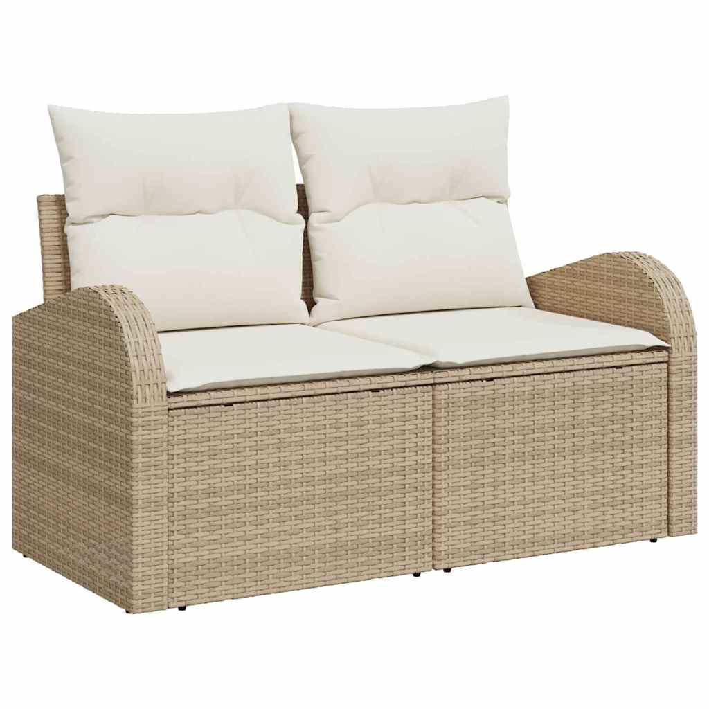 Garten-Sofa-Set mit Kissen 8 pcs Beige Poly Rattan