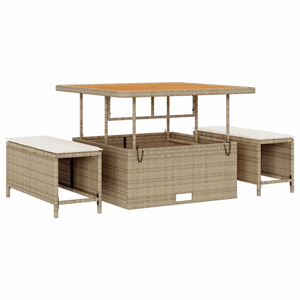 Garten-Sofa-Set mit Kissen 8 pcs Beige Poly Rattan
