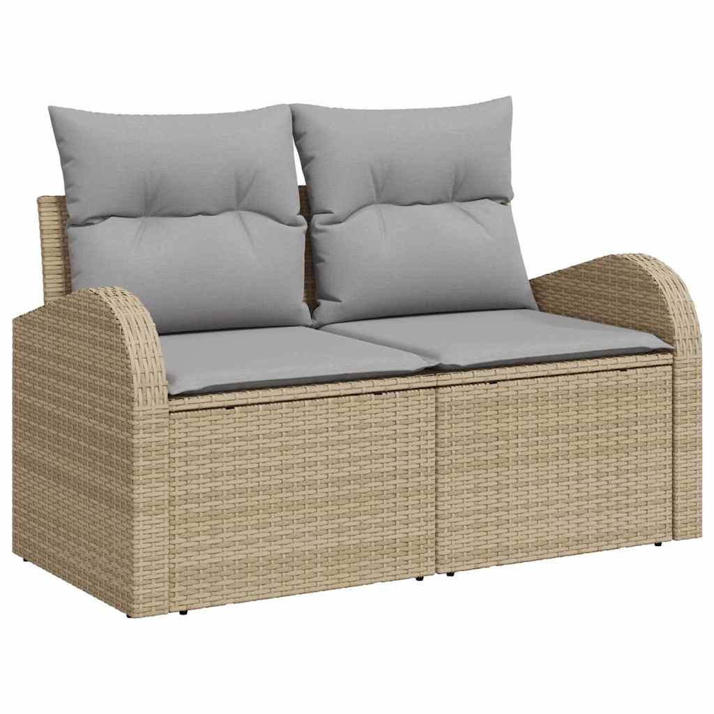 Garten-Sofa-Set mit Kissen 8 pcs Beige Poly Rattan