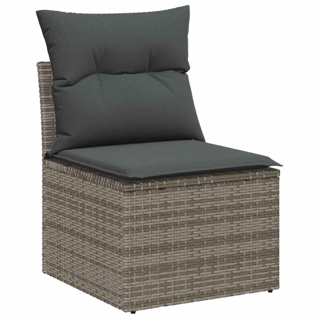Garten-Sofa-Set mit Kissen 8 pcs Grau Poly Rattan