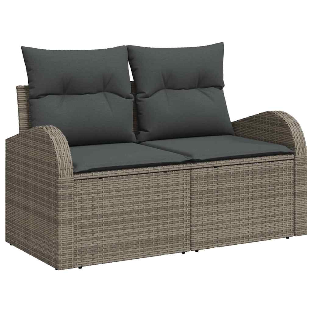 Garten-Sofa-Set mit Kissen 8 pcs Grau Poly Rattan