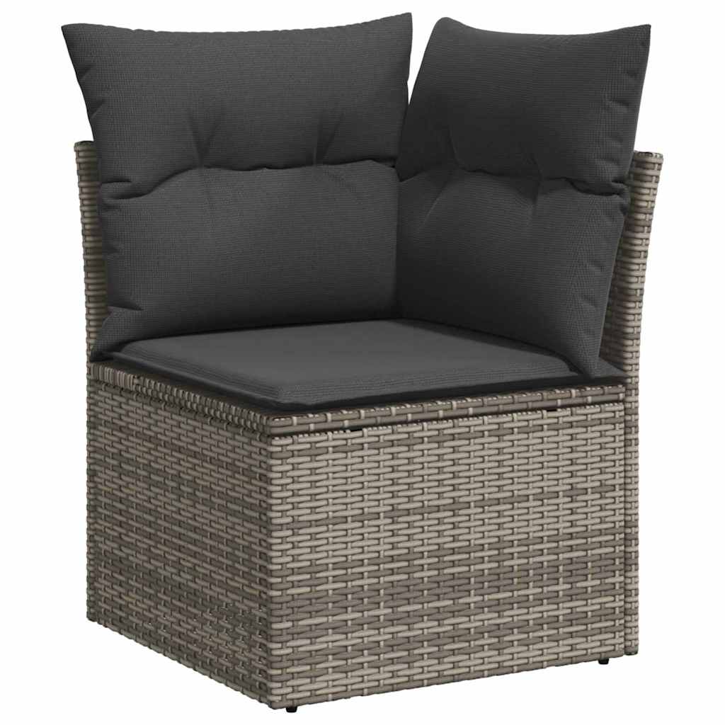 Garten-Sofa-Set mit Kissen 8 pcs Grau Poly Rattan