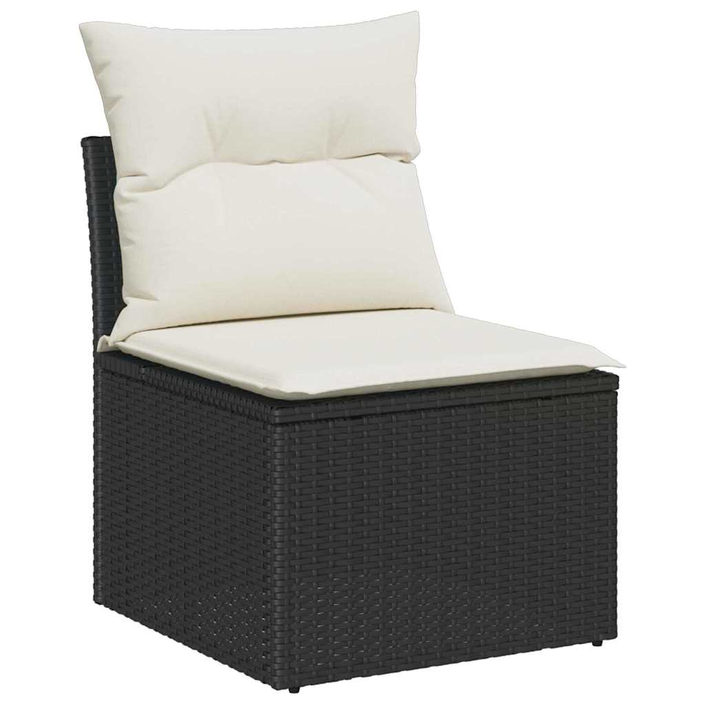 Garten-Sofa-Set mit Kissen 8 pcs Schwarz Poly Rattan