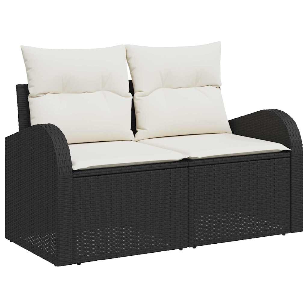 Garten-Sofa-Set mit Kissen 8 pcs Schwarz Poly Rattan