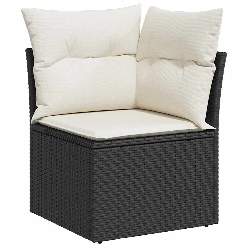 Garten-Sofa-Set mit Kissen 8 pcs Schwarz Poly Rattan