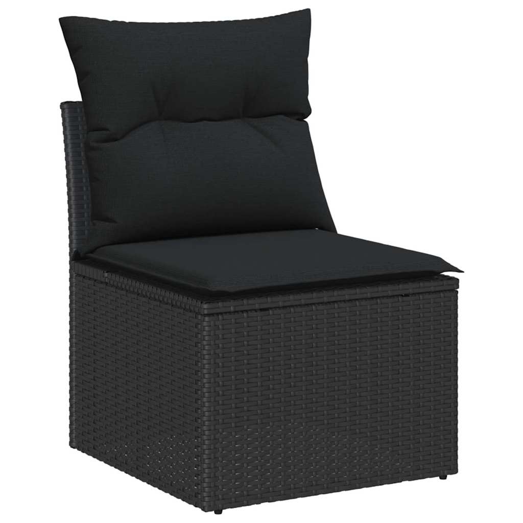 Garten-Sofa-Set mit Kissen 8 pcs Schwarz Poly Rattan