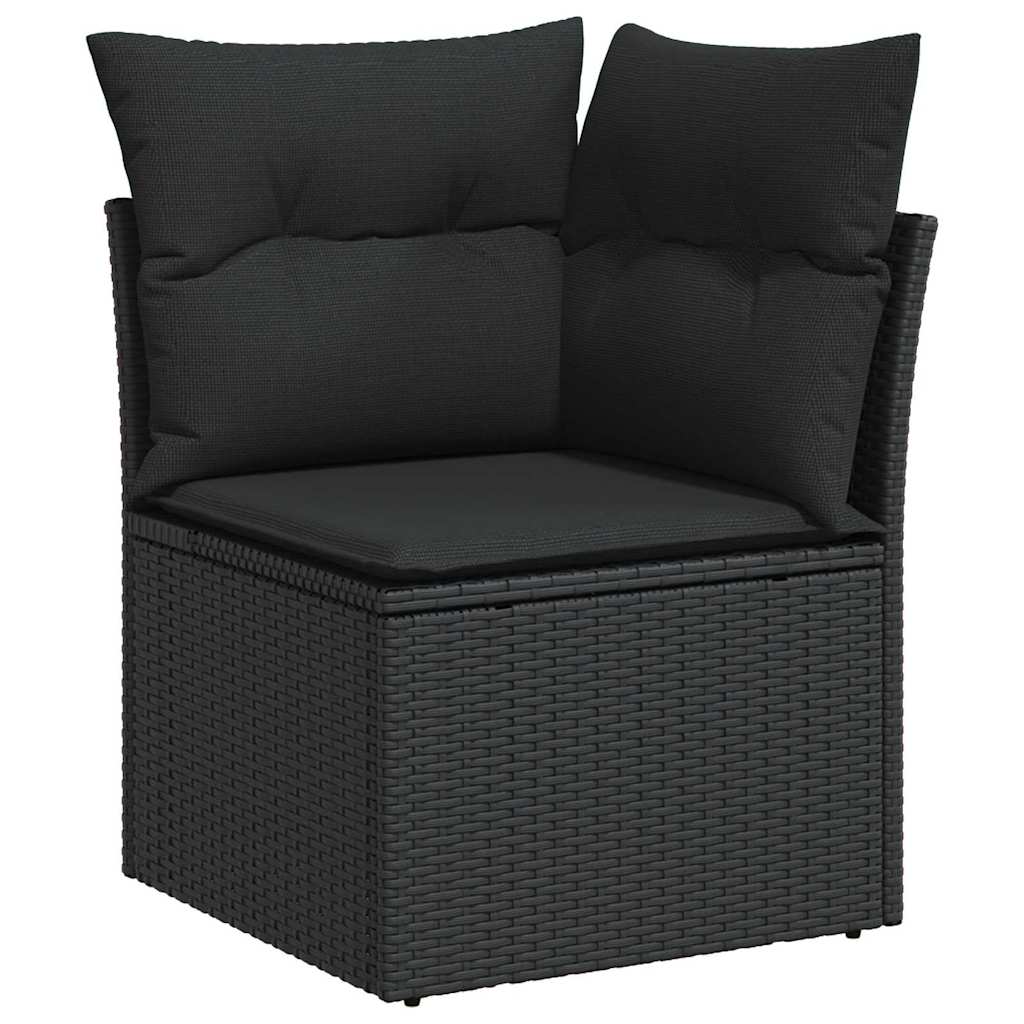 Garten-Sofa-Set mit Kissen 8 pcs Schwarz Poly Rattan