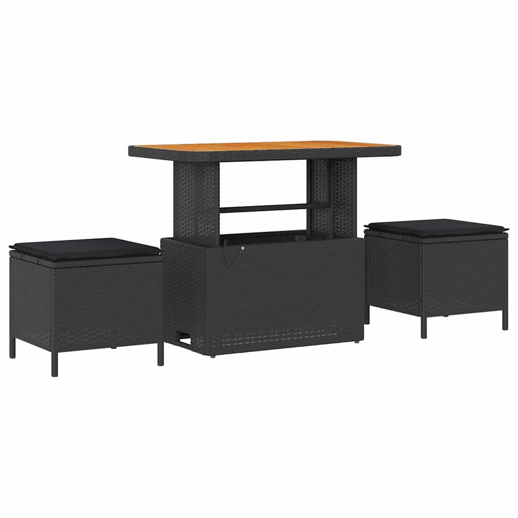 Garten-Sofa-Set mit Kissen 8 pcs Schwarz Poly Rattan