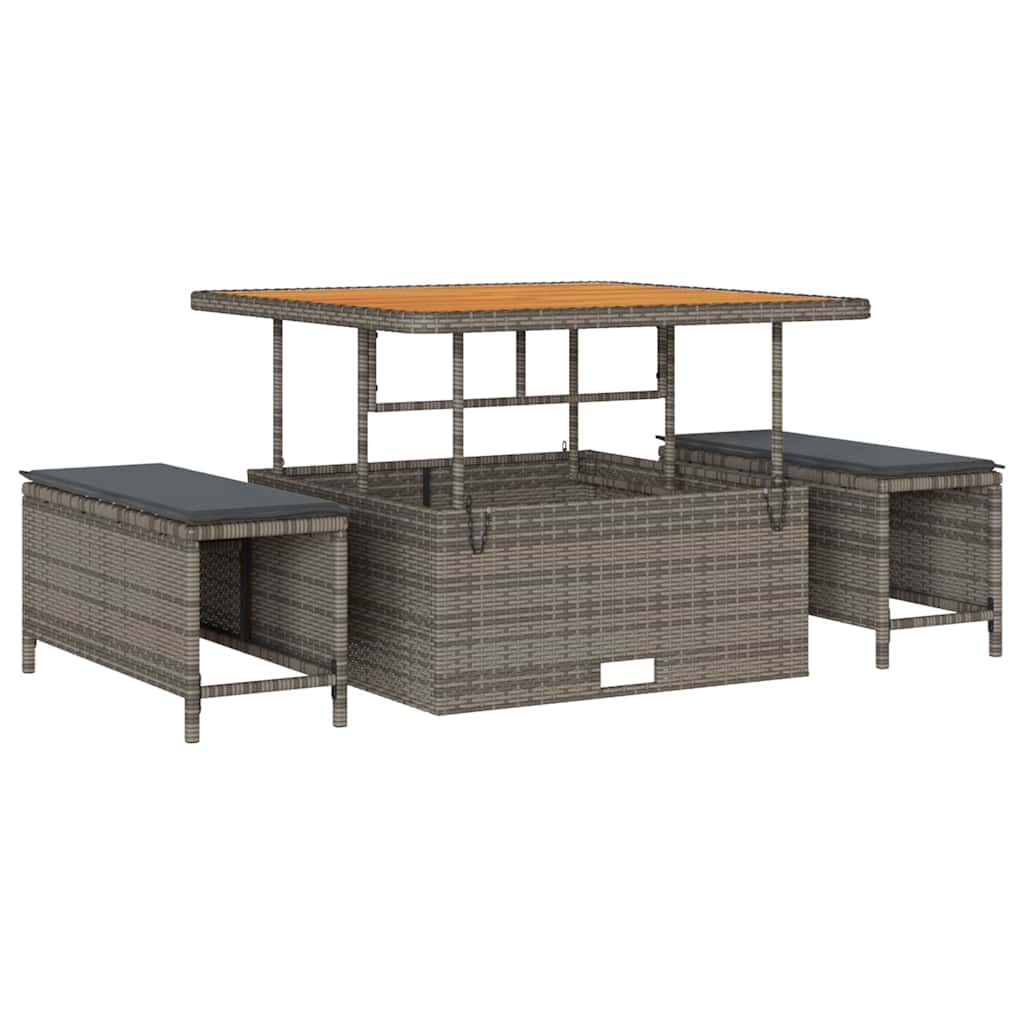 Garten-Sofa-Set mit Kissen 12 pcs Grau Poly Rattan
