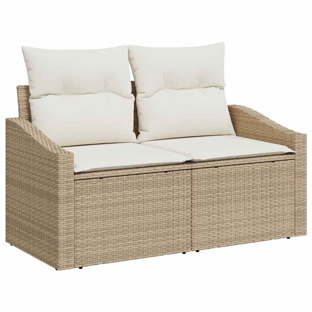 Garten-Sofa-Set mit Kissen 12 pcs Beige Poly Rattan