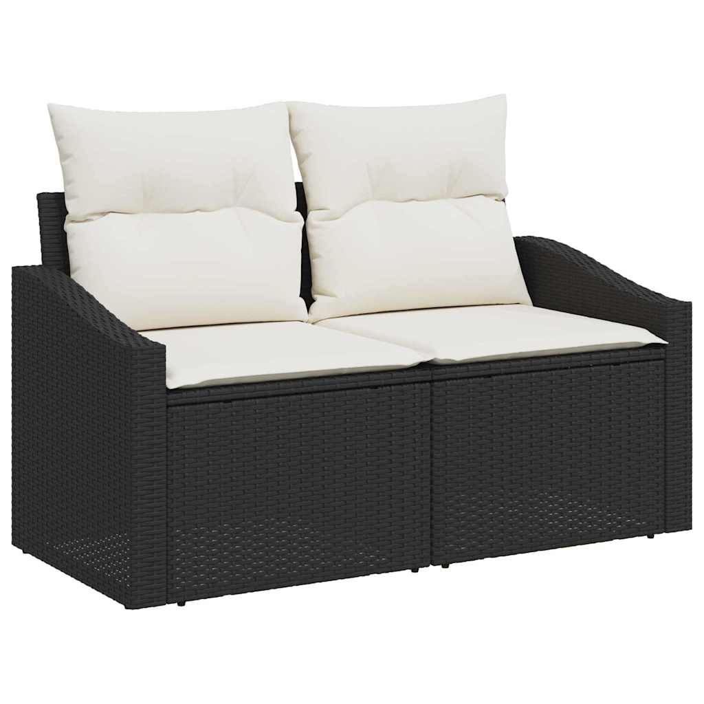 Garten-Sofa-Set mit Kissen 12 pcs Schwarz Poly Rattan