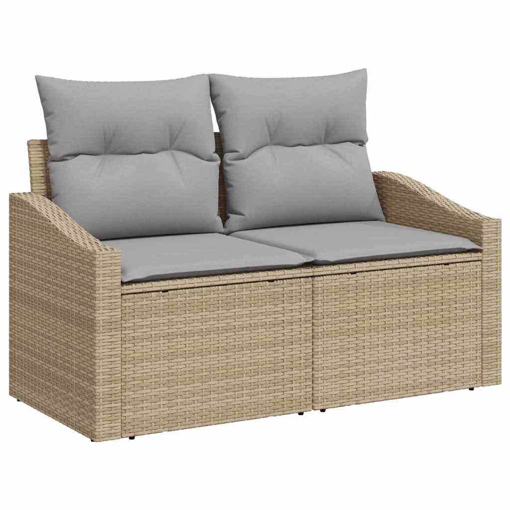 Garten-Sofa-Set mit Kissen 12 pcs Beige Poly Rattan
