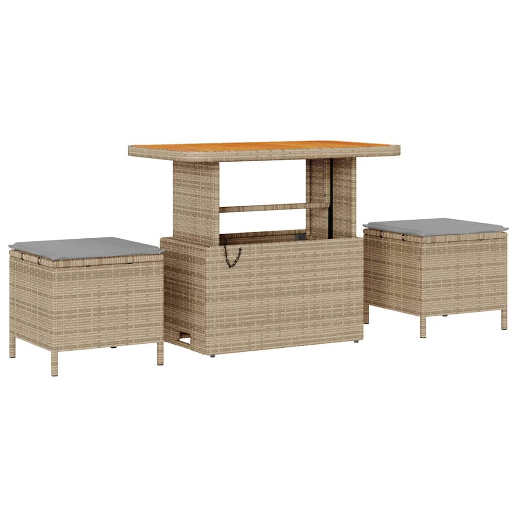Garten-Sofa-Set mit Kissen 12 pcs Beige Poly Rattan