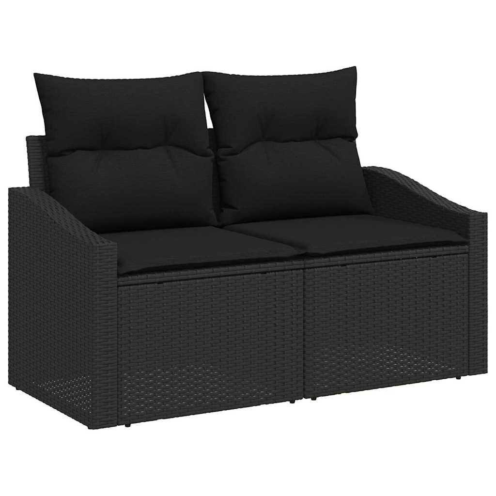 Garten-Sofa-Set mit Kissen 13 pcs Schwarz Poly Rattan