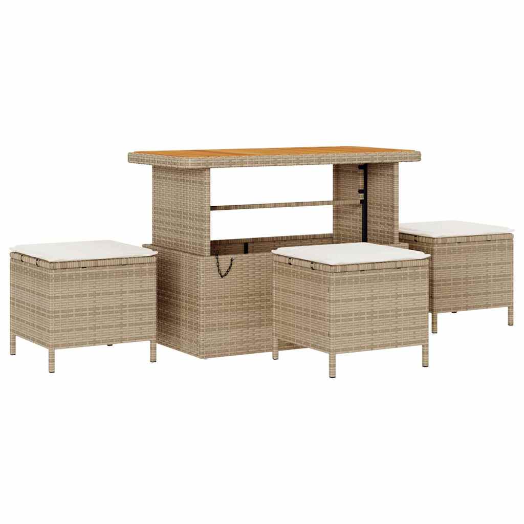 Garten-Sofa-Set mit Kissen 13 pcs Beige Poly Rattan