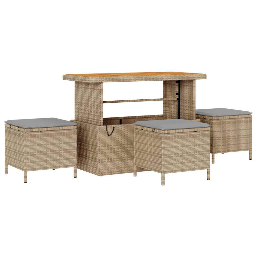 Garten-Sofa-Set mit Kissen 13 pcs Beige Poly Rattan