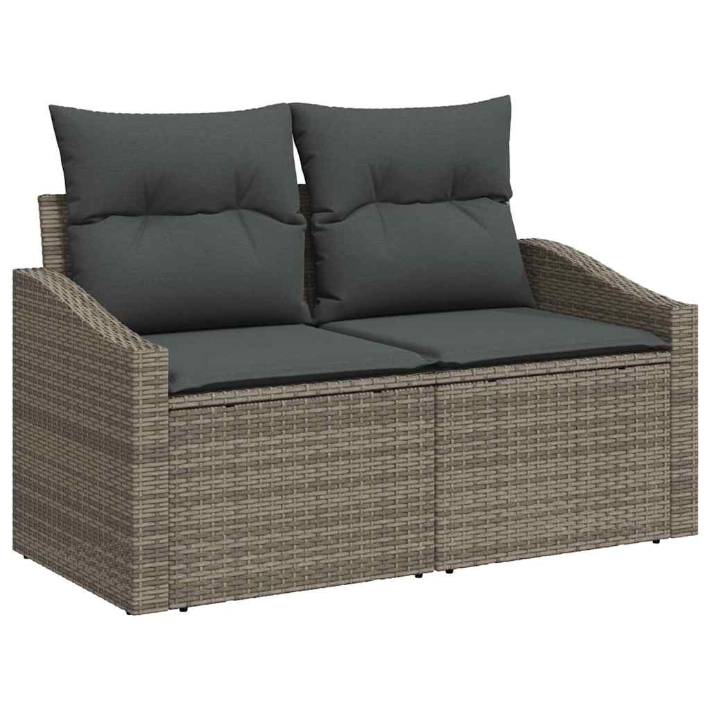 Garten-Sofa-Set mit Kissen 13 pcs Grau Poly Rattan