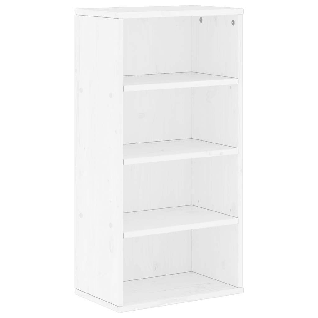 4-tlg. Wohnwand mit Stauraum ODDA Weiß Massivholz Kiefer