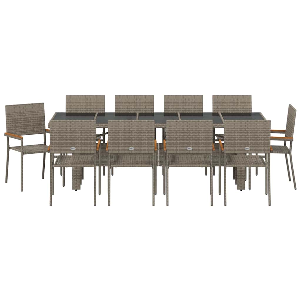 Garten Essgruppe 11 pcs Grau Poly Rattan