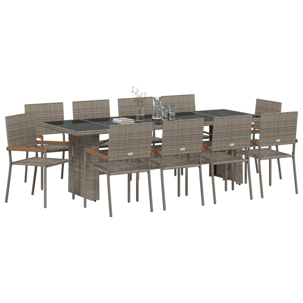 Garten Essgruppe 11 pcs Grau Poly Rattan