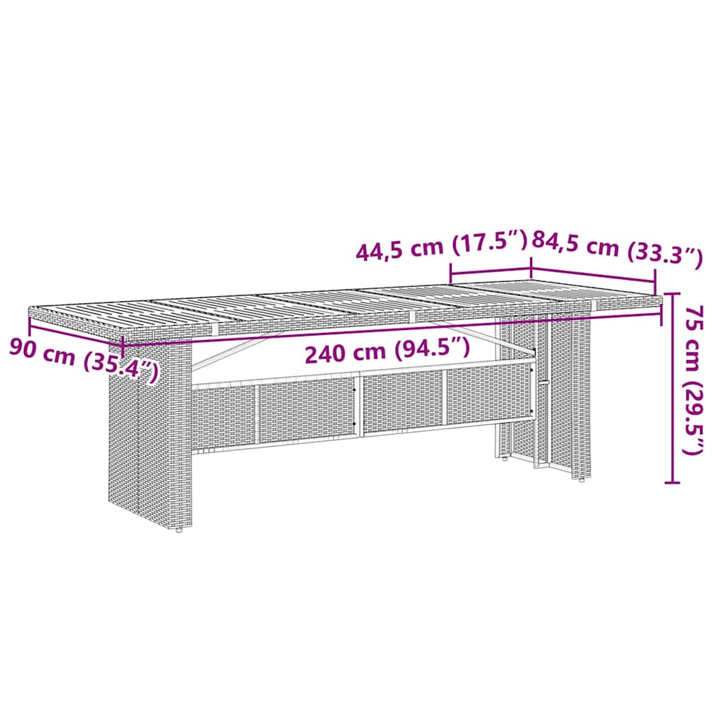 Garten Essgruppe 11 pcs Grau Poly Rattan