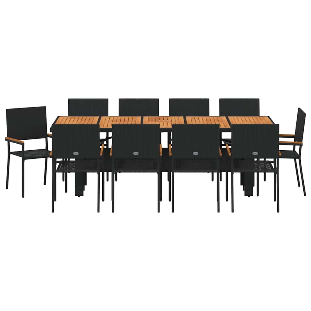 Garten Essgruppe 11 pcs Schwarz Poly Rattan