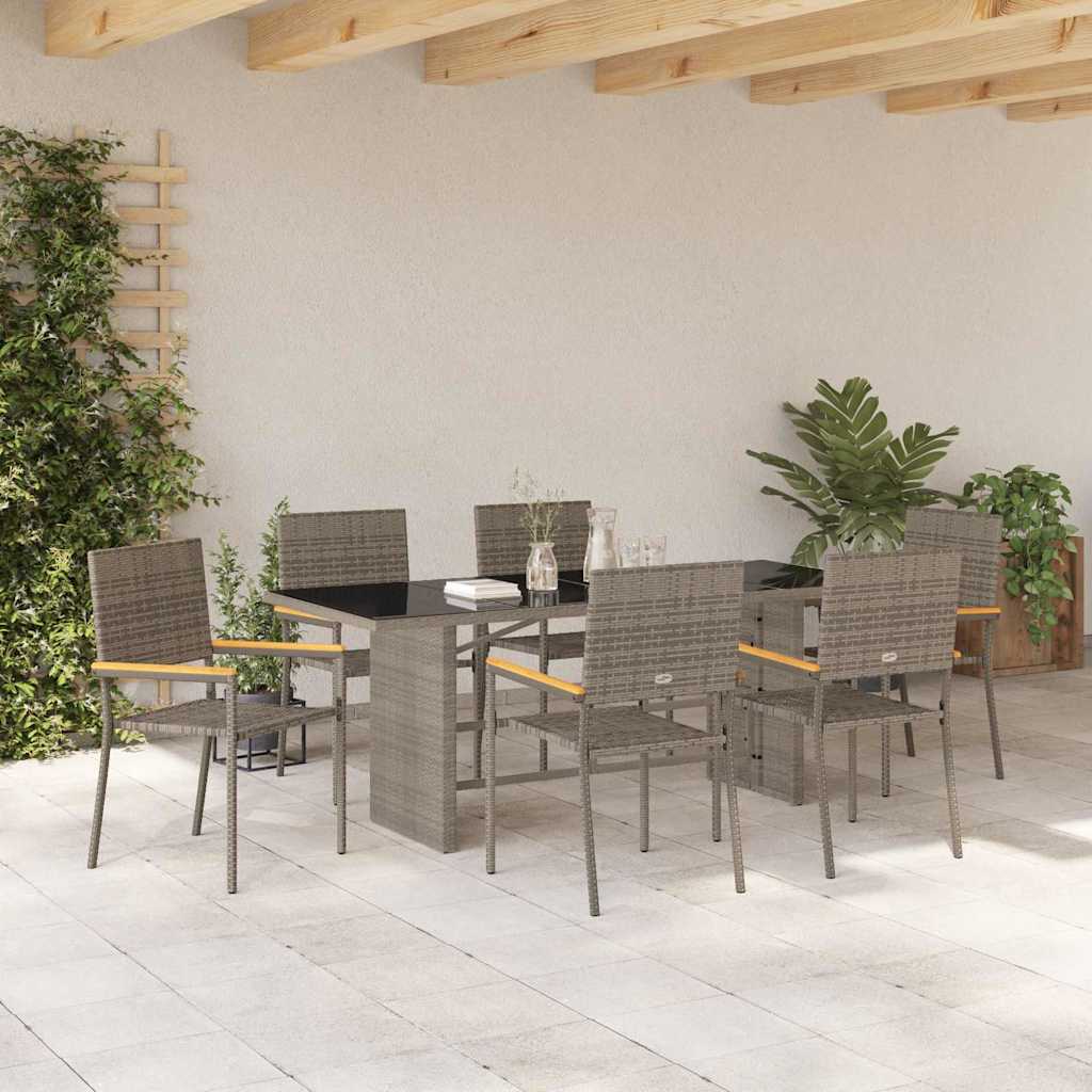 Garten Essgruppe 7 pcs Grau 190 x 80 x 75 cm Poly-Rattan