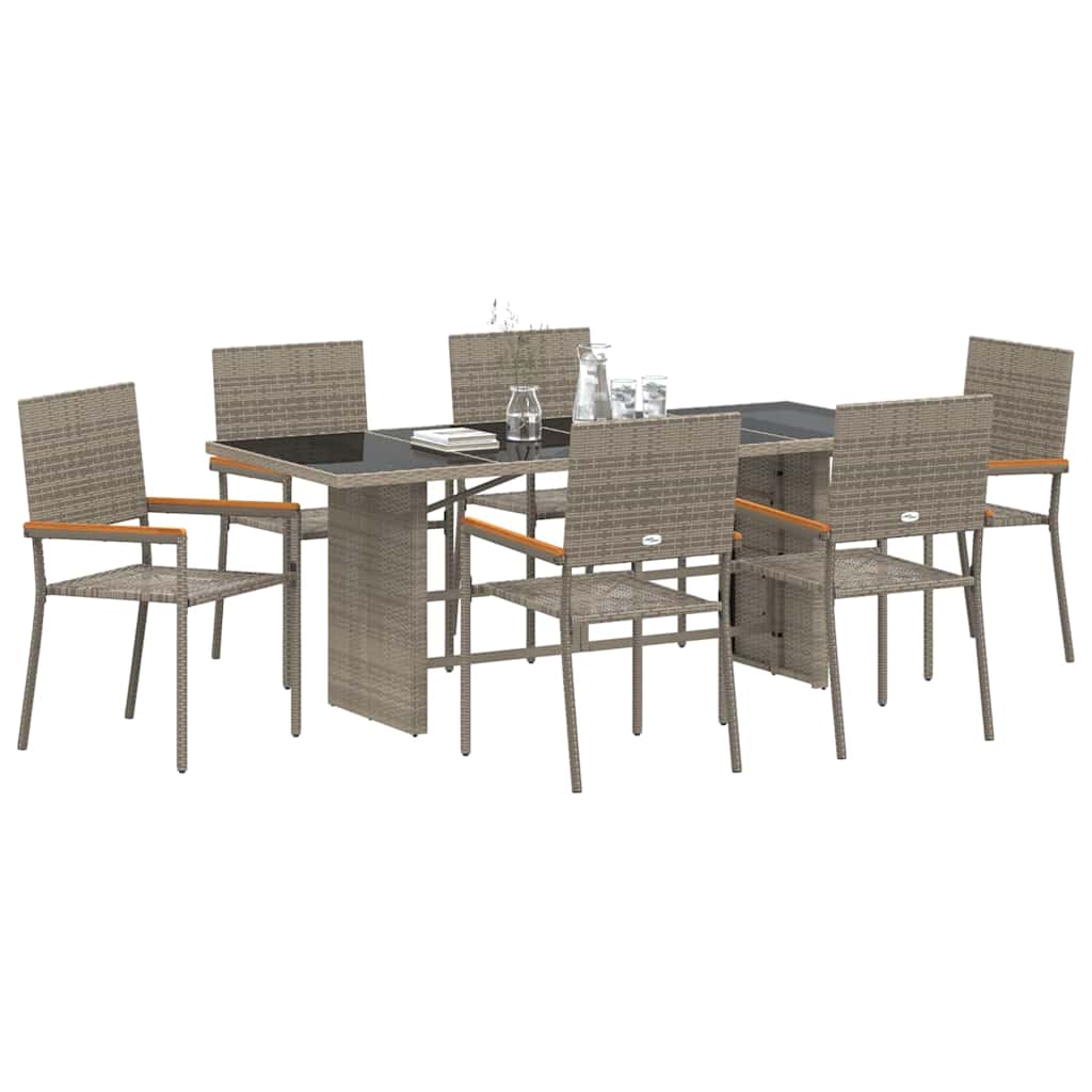 Garten Essgruppe 7 pcs Grau 190 x 80 x 75 cm Poly-Rattan