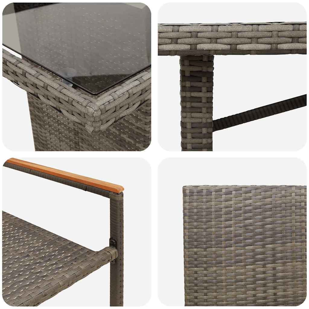 Garten Essgruppe 9 pcs Grau 190 x 80 x 75 cm Poly-Rattan